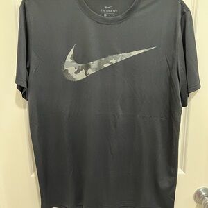 Nike Gray and Camo Swoosh T-Shirt